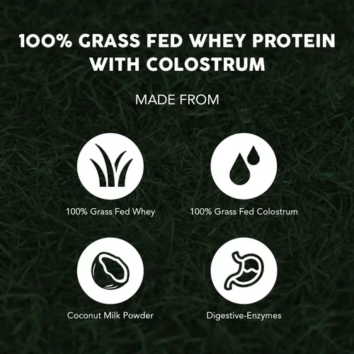 Miniatura 3 de Paleovalley Proteína de suero en polvo 100% alimentada con pasto con calostro, 30 porciones, chocolate, 0.53 onzas de proteína, construcción