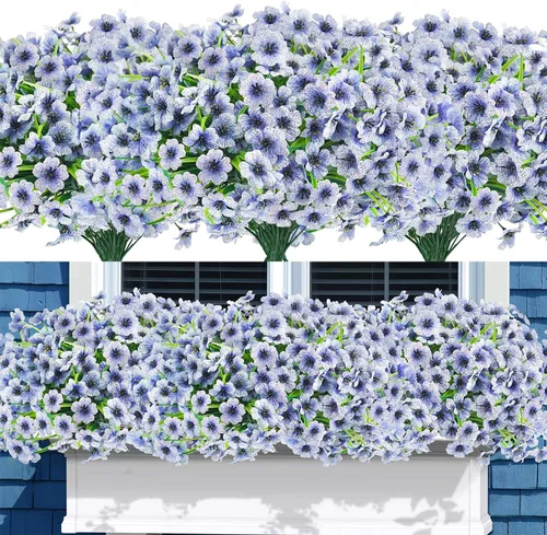 Miniatura 18 de Uieke 24 flores artificiales de otoño para exteriores, resistentes a los rayos UV, plantas de otoño sintéticas, arbustos que no se decoloran, Naranja