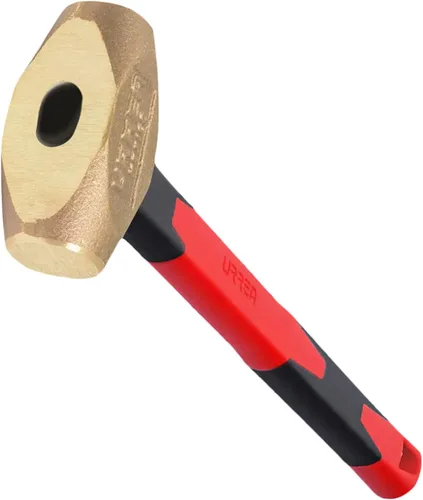 URREA Martillo de trineo – Martillo de perforación de cabeza de latón de 30 onzas con cabeza de golpe forjada y mango acolchado de fibra de vidrio –