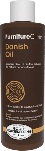 Furniture Clinic Danish Oil | Cuidado de madera para muebles de madera interiores y exteriores, roble, pino, teca, imprimación, sello y acabado,