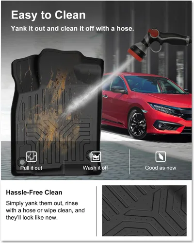 Miniatura 7 de KIWI MASTER Alfombrillas para Honda Civic 2016-2021, ajuste personalizado para todo tipo de clima, revestimientos de suelo de TPE resistentes, 2