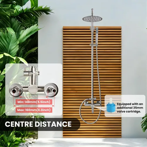 Miniatura 8 de gotonovo Accesorios para ducha al aire libre SUS304 Acero inoxidable Kit de ducha de lluvia de alta presión Montaje en pared 2 funciones duales
