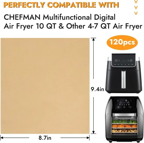 Miniatura 2 de BYKITCHEN Revestimientos para freidora de aire de 9.4x8.7 pulgadas compatibles con freidora de aire de 4-7QT y freidora de aire multifuncional