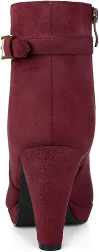 Miniatura 4 de Allegra K Botines de tacón alto grueso con hebilla lateral y plataforma baja para mujer