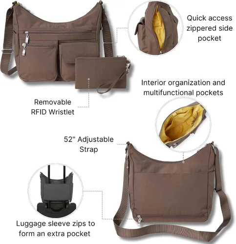 Miniatura 29 de Baggallini womens Everywhere Bagg Crossbody Women 11x9 Lightweight Nylon Hobo Water-resistant Travel Bag W/Rfid