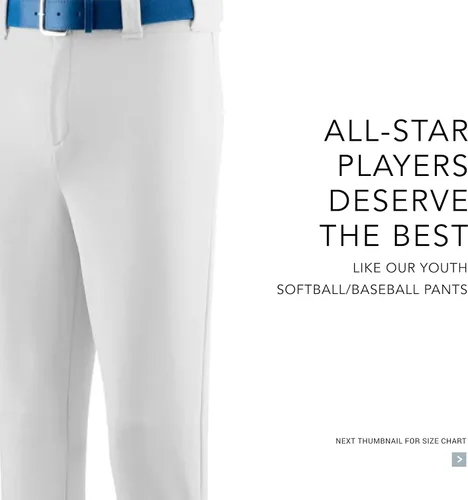 Miniatura 4 de Augusta Sportswear Augusta Pantalón de béisbol/sóftbol, juvenil Blanco