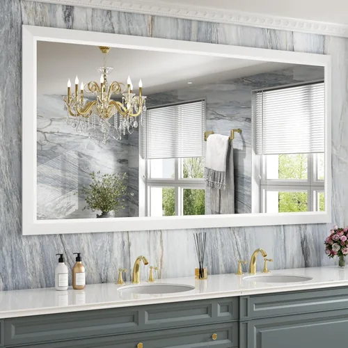 Miniatura 124 de Amorho Espejo de Baño Negro, Espejos de Pared de 24x30 Pulgadas con Marco de Metal Grueso para Sobre el Fregadero, Dormitorio, Sala de Estar