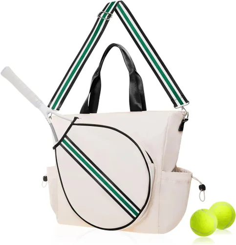 Miniatura 9 de Bolsa de tenis para mujer, bolsa de raqueta elegante, mochila unisex para deportes de raqueta, bolsa de pickleball convertible para hombro, correa