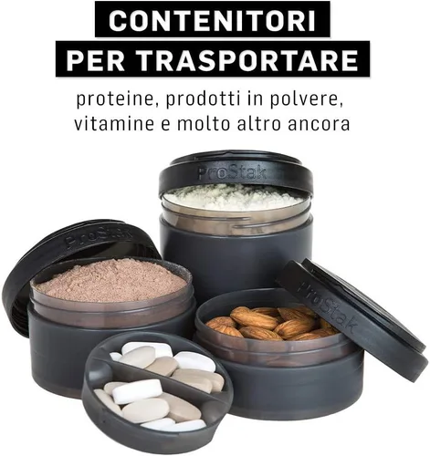 Miniatura 5 de BlenderBottle ProStak frascos de almacenamiento Twist n' Lock de expansión 2 paquetes con bandeja para pastillas, todo negro