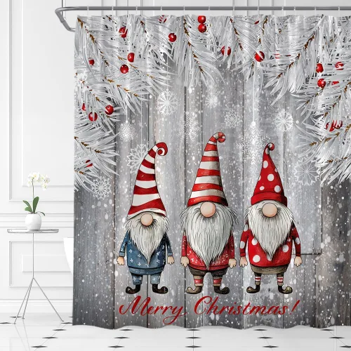 Miniatura 7 de Cortina de ducha de ciervos de Navidad, bosque nevado, ciervos, granja, renos, naturaleza, nevado, paisaje, tela, juego de cortinas de baño