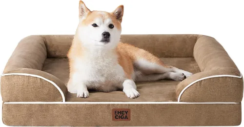 Miniatura 67 de EHEYCIGA - Cama ortopédica para perro grande, impermeable, de espuma viscoelástica y espuma tipo caja de huevos, bordes elevados, antideslizante