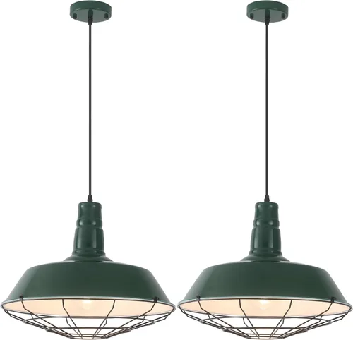 Miniatura 13 de Lámpara colgante negra de granja, luces colgantes grandes de 18.1 pulgadas, isla de cocina, lámpara colgante industrial con jaula de alambre, luz