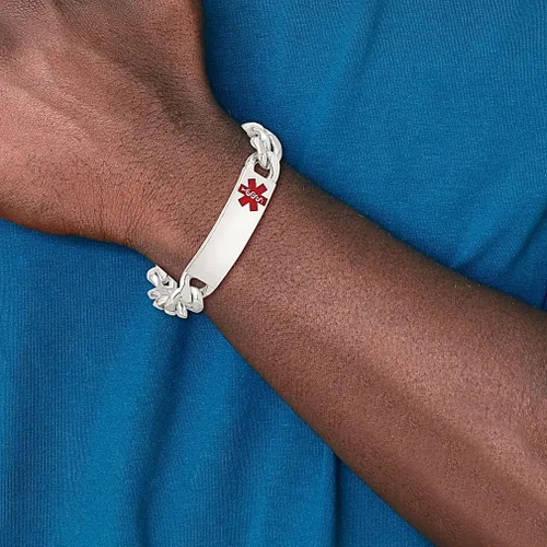 Miniatura 5 de 925 Sterling Silver Medical Alert Curb Link Id Bracelet 75 Inch Fine Jewelry For Women Gifts For Her