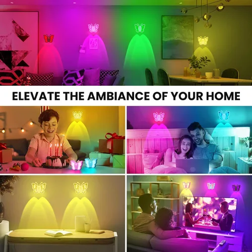 Miniatura 8 de LOFTEK Luz Nocturna de Mariposa, Luz Nocturna Recargable con Sensor de Movimiento, 2 Modos de Color y Luz Nocturna RGB Ajustable, Se Pega