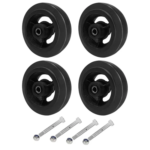 Miniatura 12 de Ruedas de 6 pulgadas para carrito, ruedas resistentes para ruedas industriales, ruedas de goma sobre hierro fundido, juego de 4 ruedas para carrito