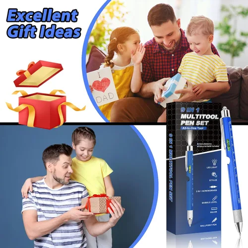 Miniatura 2 de Regalos de bolígrafo para hombres, geniales gadgets 9 en 1 bolígrafo multiherramienta, rellenos de calcetines para hombres y mujeres, regalos útiles