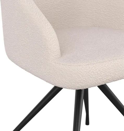 Miniatura 13 de Martha Stewart Silla giratoria fija Sora con brazos inclinados para oficina en casa en blanco bouclé con marco de bronce cepillado al óleo Boucle