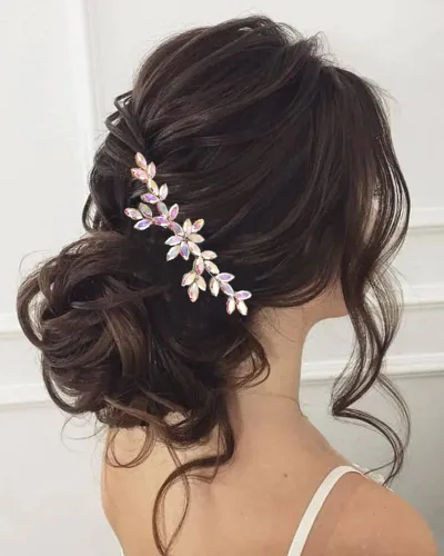 Kercisbeauty Peine para el pelo de cristal AB para boda nupcial, pedazo de pelo de diamantes de imitación transparentes para mujeres y niñas,