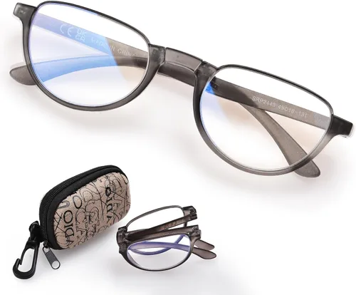 Miniatura 8 de Gafas de Lectura Plegables para Mujeres y Hombres Portátiles con Filtro de Luz Azul Anteojos de Lectura Compactos con Estuche con Cremallera