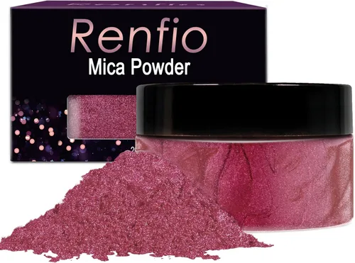 Miniatura 40 de Renfio Polvo de mica, polvo de mica de 60 colores para resina epoxi natural, pigmento de color, pigmento en polvo, botellas de 0.25 onzas, pigmentos