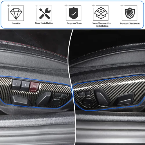 Miniatura 4 de Ajuste para Toyota Supra GR A90 A91 MK5 2018-2022 Ajuste de asiento Botón de ajuste de la cubierta del panel, marco de decoración del panel