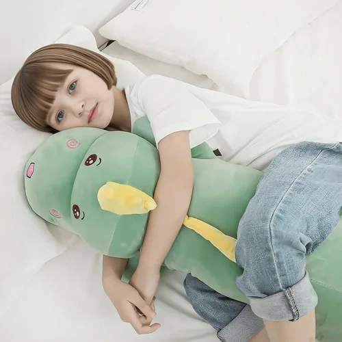 Miniatura 5 de Tianmihou Almohada corporal de dinosaurio gigante de 32 pulgadas, lindo animal de peluche largo de dinosaurio, juguete de peluche grande