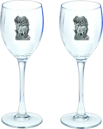 Miniatura 43 de Heritage Pewter Notre Dame - Juego de 2 copas de agua de vidrio de 12 onzas, vidrio de peltre hecho por expertos