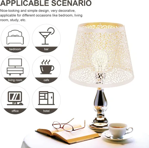 Miniatura 8 de Pantalla de lámpara de metal, sombra de árbol de hierro, sombra de lámpara E27, clip en la mesa, pantalla hueca, accesorios de luz para lámpara