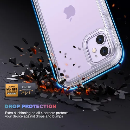 Miniatura 3 de Diaclara - Funda compatible con iPhone 11, carcasa resistente de cuerpo completo con protector de pantalla integrado sensible al tacto y Transparente