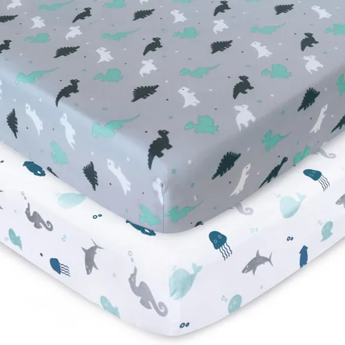 Miniatura 8 de Sábana de cuna, paquete de 2 sábanas de cuna, sábanas de cuna ultra suaves para bebés niños o niñas, ajuste universal para cuna rectangular