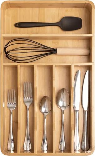 Miniatura 10 de Organizador de cubiertos KitchenEdge - Organizador para cubertería, cubiertos, y utensilios para cajones de cocina, ancho fijo de 10.5”, 7