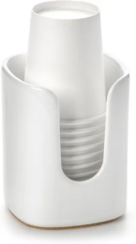 Miniatura 8 de Dispensador de tazas de baño cuadrado de cerámica de 5 onzas para niños y embarazo, soporte de papel desechable para enjuague bucal en encimera