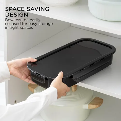 Miniatura 2 de COOK WITH COLOR Tazón Plegable para Rebozar - Recipiente Agitador para Rebozar Sin Ensuciar - Ideal para Pescado Frito, Pollo Frito, Aros de Negro