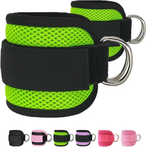 Miniatura 17 de Correas de tobillo de fitness para máquinas de cable, paquete de 2, cómodas y ajustables, puños de tobillo y muñeca acolchados, correas para piernas