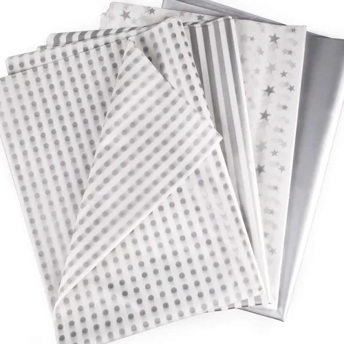 MR FIVE 60 hojas de papel de seda plateado para envolver regalos a granel, 20" x 28", papel de seda para bolsas de regalo, bricolaje y manualidades,
