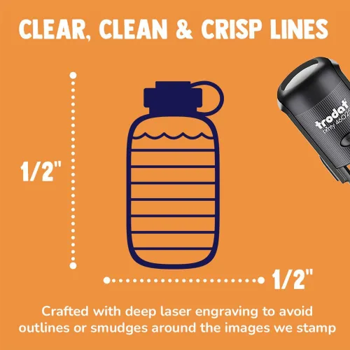 Miniatura 2 de Hydration Tracker - Botella de agua, sello de goma autoentintado para sellar planificadores de manualidades, mini de 1/2 pulgada, tinta azul