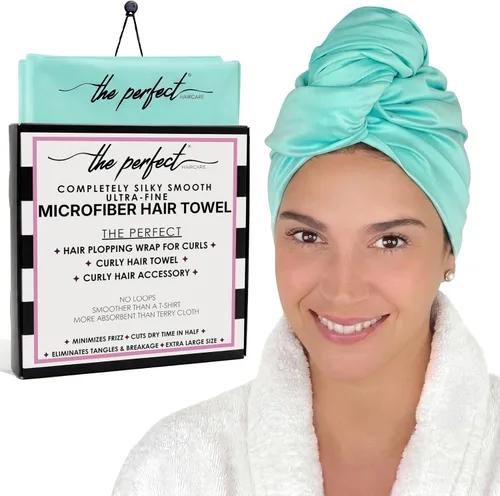 Envoltorio de toalla de microfibra para el cabello para mujeres - Regalo y viaje - Suave como la seda - Cabello rizado, ondulado, liso para chicas -