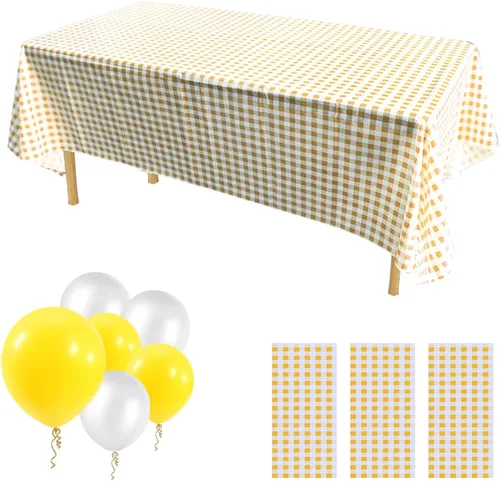 Miniatura 7 de ZJDHPTY Paquete de 3 manteles de plástico desechables, manteles de cuadros verdes y blancos para picnic, Pascua, San Patricio, decoraciones