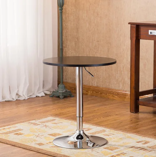 Roundhill Furniture Mesa de barra de madera y metal cromado, altura ajustable, color negro