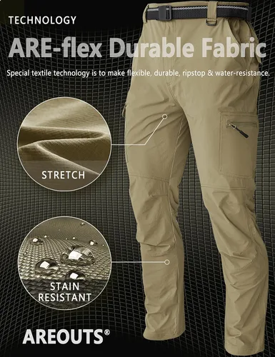 Miniatura 64 de Pantalones de senderismo para hombre, ligeros, resistentes al agua, de secado rápido, pesca, viajes, campamento, al aire libre, transpirables