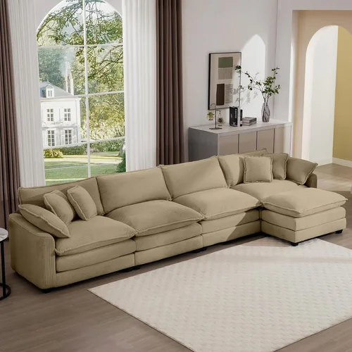 Miniatura 54 de Aoowow Sofá de dos plazas de pana, modernos sofás de nube de 2 plazas para sala de estar, sofás modulares de nube seccionales con asiento profundo