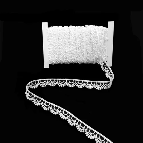 FQTANJU Cinta de encaje de ganchillo para manualidades, 1/2 pulgadas x 5 yardas, borde festoneado para costura, envoltura de regalos y decoraciones