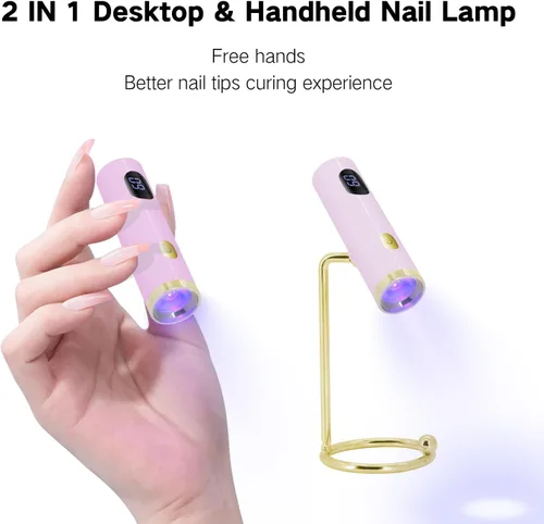 Miniatura 2 de Lámpara de uñas LED UV, mini luz UV manos libres para uñas de gel, lámpara de uñas portátil de curación flash para uñas acrílicas, soporte
