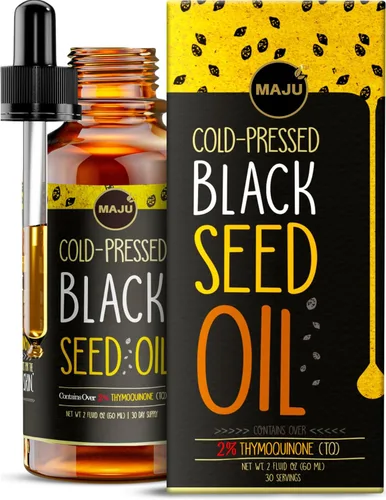 Maju Superfoods Aceite de semilla negra, 3 veces TQ, prensado en frío, tamaño de viaje, 100% aceite de semilla de comino negro turco, semilla negra