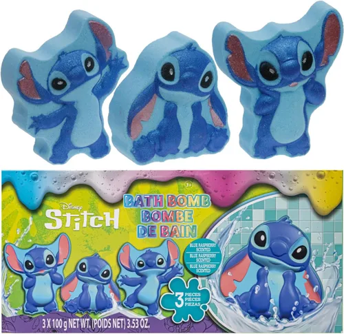Bombas de baño Stitch para niños, divertidos colores brillantes del arco iris, perfumadas de frambuesa para niños, a partir de 3 años, por Townley