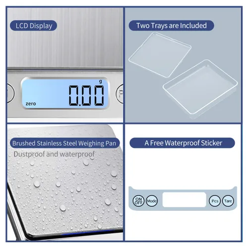 Miniatura 5 de Báscula de cocina pequeña de gran alcance, carga USB, mini báscula electrónica de alimentos, báscula de cocina de alta precisión, báscula