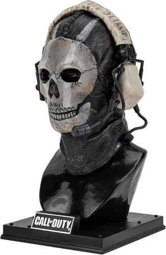 Miniatura 4 de Call of Duty Estatua de busto fantasma: estatua de busto de 8 pulgadas que incluye máscara, auriculares decorativos y soporte de exhibición