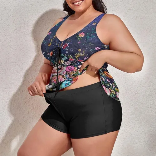 Miniatura 4 de Apfopard Womens Plus Size Printed Tankini Sets Crop Tank Top and Boyshort Two Piece Swimsuits Swimwear Boy Shorts 2023 High