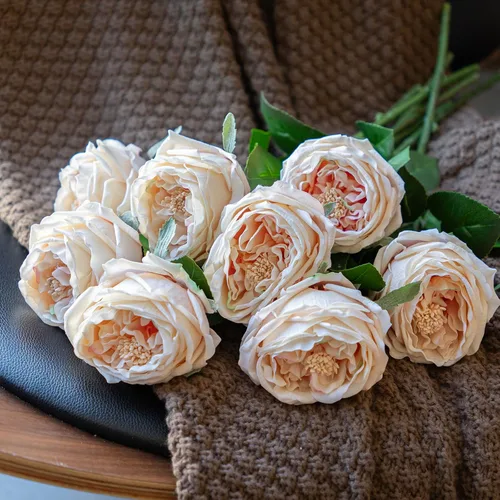 Miniatura 3 de DUYONE Fake Flowers for Decoration Home Decor Soft Touch Artificial Flowers Austin Rose Peony Latex Fake Flower Living Room Decoration Vivid Pink