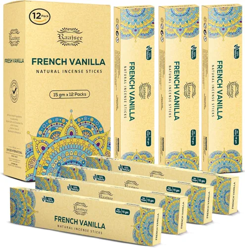 Miniatura 12 de Raajsee Varitas de incienso (6.35 oz), 100% puras orgánicas y naturales, enrolladas a mano, sin productos químicos, perfectas para aromaterapia